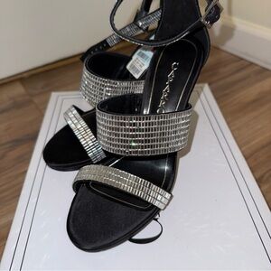 Caparros Black Heels with Silver Crystal Straps